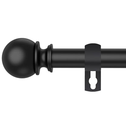 Black Curtain Rods for Windows 28 to 48 Inch, 5/8" Diameter Heavy Duty Metal Adjustable Small Curtain Rod With Bracket - color: Black, size: 28-48"(1 Pack)