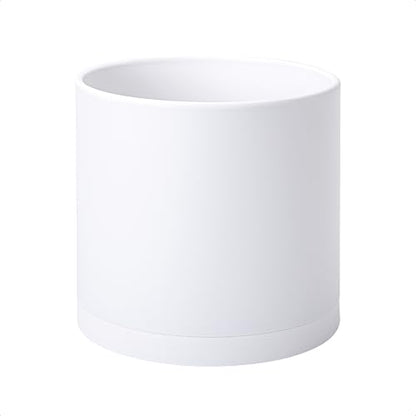 D'vine Dev Plastic Planter Pot with Saucer, 10 in, White Color, 74-X-A-2 - color: Matte White, size: 10"