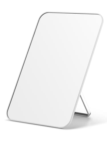 OMIRO 8 x 5 in Desk Makeup Mirror with Stand and Hanging Hole, White - color: White, size: 8"L x 5"W