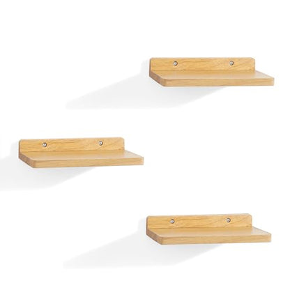 Small Floating Shelves for Wall,5x8.5 Inch,Natural Wood,Set of 3 - color: Wood Color