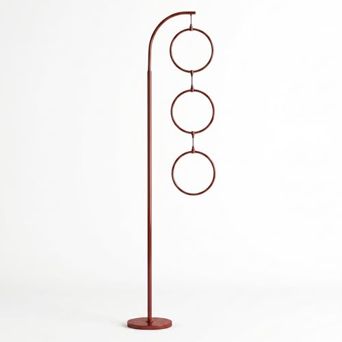 Brightech 3 Ring Lamp - 74" Dimmable LED Floor Lamp with 3 Hanging Light Rings, Modern Arc Standing Tree Lamp for Living Room, Bedroom and Office, 30W Warm White LED, Red - color: Red