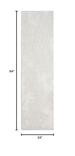 2x7 Cream Modern Geometric Area Rug for Living Room, Bedroom - color: 1003 - Cream, size: 2' x 7' (Rectangular)