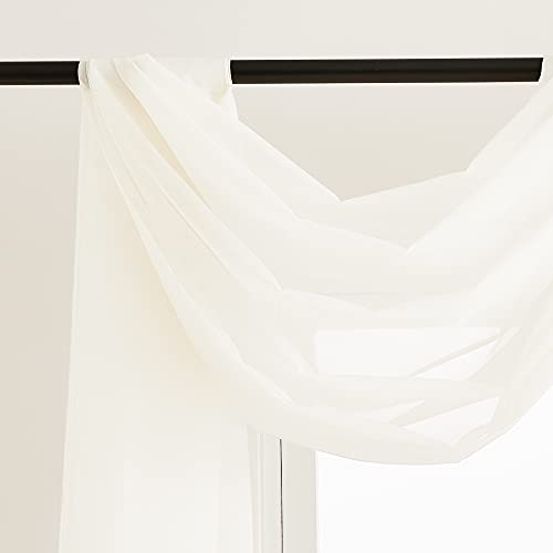 NICETOWN Beige Window Scarf Valances, Voile Fabric Canopy Curtains for Draping, Party Scarf Curtains for Birthday/Revelry, Light Beige, W60 x L216, 2 Panels - color: Light Beige