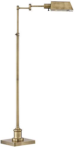 Jenson Adjustable Height Brass Swing Arm Pharmacy 54" Tall Floor Lamp - color: Brass