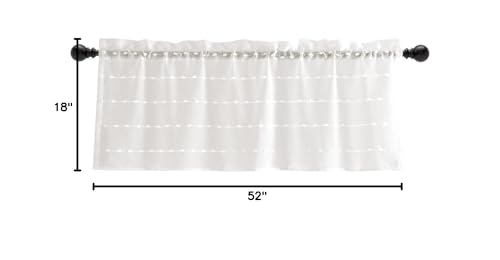 Lush Decor Farmhouse Textured Sheer Window Curtain Valance, 52"W x18"L, White - color: White