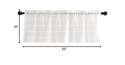 Lush Decor Farmhouse Textured Sheer Window Curtain Valance, 52"W x18"L, White - color: White