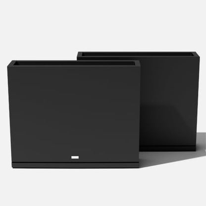 Veradek Block Series Span Planter & Drip Tray - Rectangular Outdoor Planter - color: Black, size: Medium - 2 pack with saucers