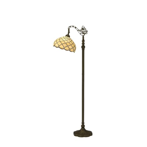 WERFACTORY Tiffany Floor Lamp Cream Amber Stained Glass Bead Arched Lamp