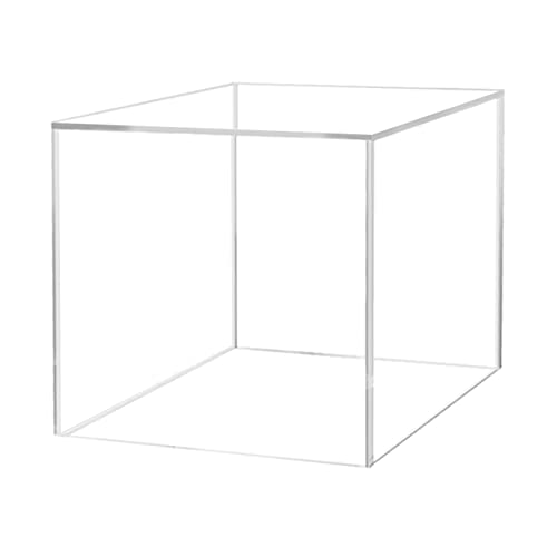 Marketing Holders 10" Acrylic Display Riser Box with One Open Side No Lid Versatile Clear Glossy Square Lucite Retail Product Platform or Merchandise Storage Bin No Assembly - size: 10" Cube-Clear