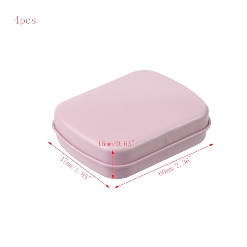 4pcs Mini Tin Can Metal Tin Box Containers, Pink, 2.36"×1.85"×0.63" - color: Pink
