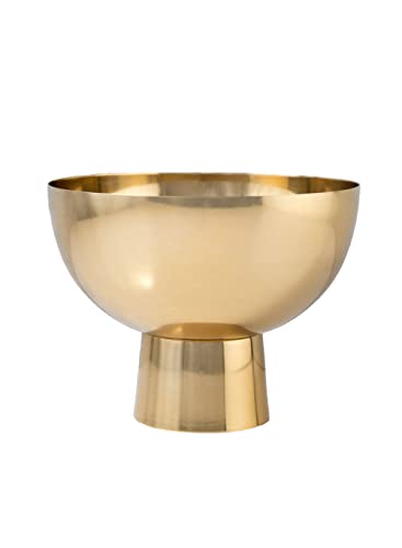 Serene Spaces Living Large Decorative Gold Pedestal Bowl: Elegant Metal Compote Bowl for Home Décor, Weddings, Parties, 7" Diameter, 5.5" Tall - size: Large - Pack of 1