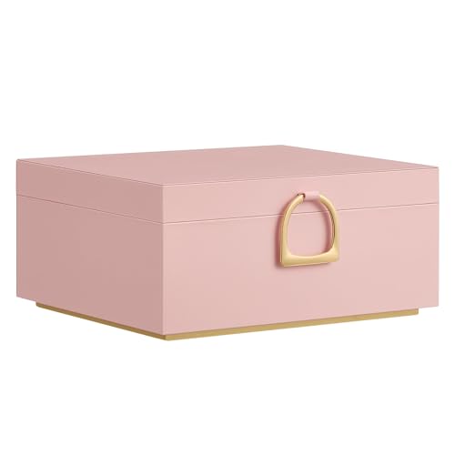 SONGMICS 2-Layer Jewelry Box with Handle, Removable Tray, Floating Effect - color: Jelly Pink