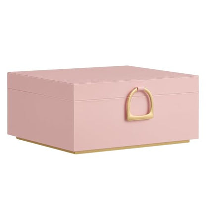 SONGMICS 2-Layer Jewelry Box with Handle, Removable Tray, Floating Effect - color: Jelly Pink