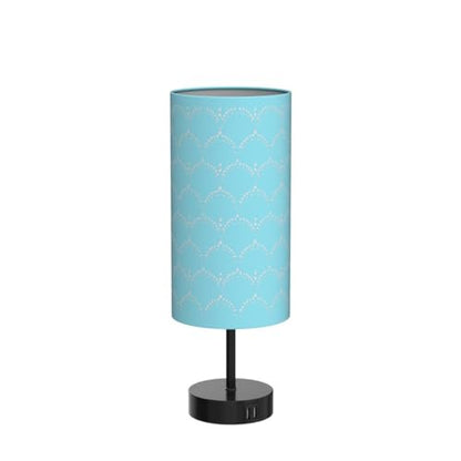 CINSARY Touch Control Bedside Lamp with 2 USB Ports, 3-Way Dimmable Table lamp for Bedroom, Nightstand Lamp with Round Blue Fabric Shade for Living Room Home Office (E26 LED Bulb Included) - color: Blue-15" H