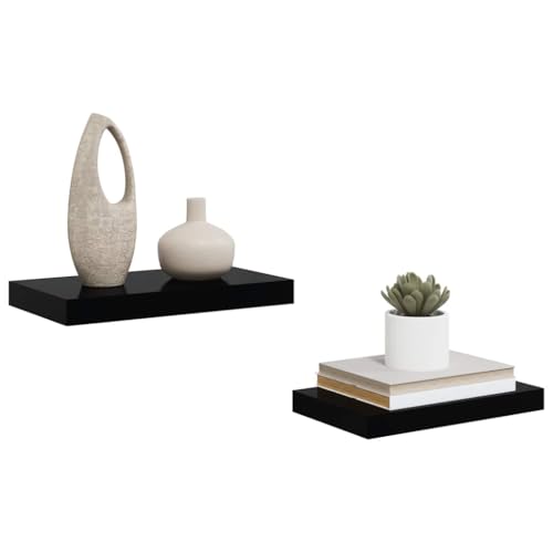 2-Pack Black Floating Shelves 15.7"x9.1", MDF Honeycomb 11 lbs, Mount Hardware, Living Room Bedroom Office - color: Black, size: 15.7 x 9.1 in