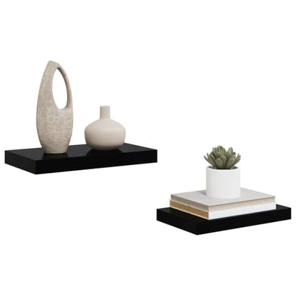 2-Pack Black Floating Shelves 15.7"x9.1", MDF Honeycomb 11 lbs, Mount Hardware, Living Room Bedroom Office - color: Black, size: 15.7 x 9.1 in