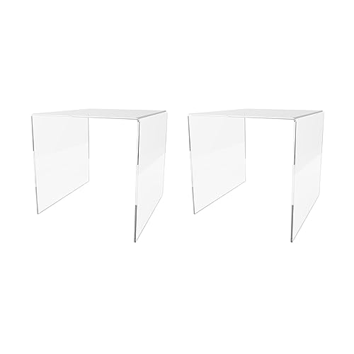 Marketing Holders 2 Pack Acrylic Riser Display Platform 8 Inch Wide Clear Square One Piece Lucite Retail Product Showcase Shelf Lifting Merchandising Pedestal Stand for Expos and Tradeshows - size: 8"W x 8"H