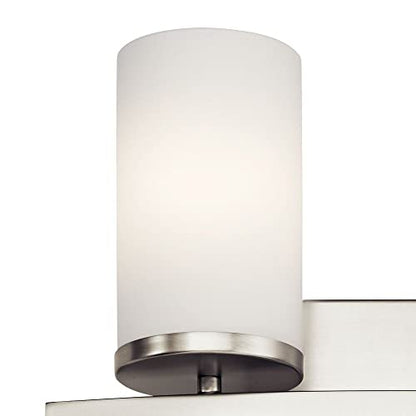 Kichler Crosby 2-Light Bathroom Vanity Light, Chrome - color: Chrome, size: 2 Light, style: Satin Etched Cased Opal Glass