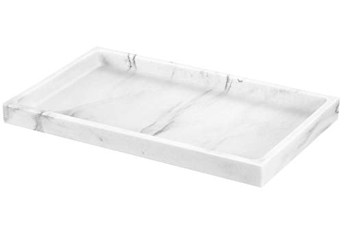 Luxspire Resin Bathroom Vanity Tray for Countertop Organizer,M,Gravel White - color: Gravel White, size: Medium