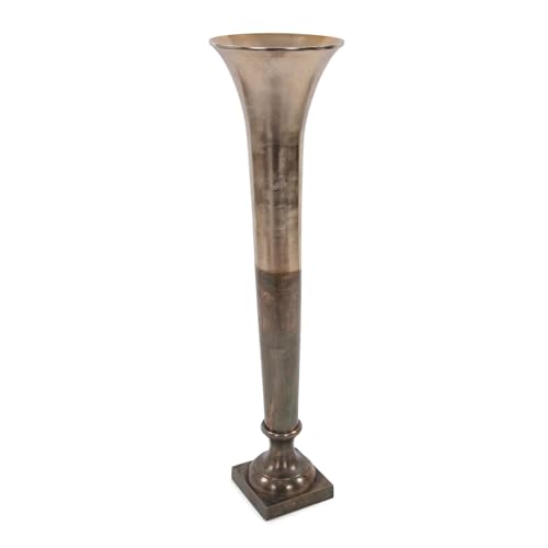 Howard Elliott Collection Golden Ore Oversized Fluted Vase, Aluminum with Ombre Gold to Bronze Finish, Tall Accent for Floor, Entryway or Living Room, 46.5H x 11.75W x 11.75D, Gold Bronze - size: Oversized Vase