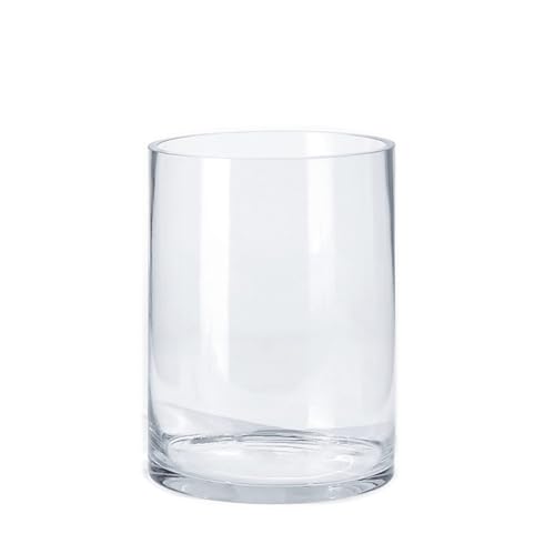 CYS EXCEL Cylinder Clear Glass Vase (H:8" D:6") | Multiple Size Choices Glass Flower Vase Centerpieces | Hurricane Floating Candle Holder Vase - size: H-8" D-6"