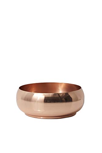 Serene Spaces Living Decorative Shallow Copper Plated Bowl for Low Arrangements, Floral Centerpiece at Weddings, Events, Parties, Home Dining Table, Rose Gold Vases, Measures 2.75" Tall & 7" Diameter - color: Shallow Bowl