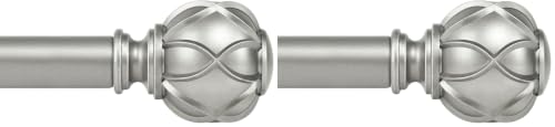 KAMANINA Curtain Rods for Windows, Antique Silver Curtain Rod 32 to 58 Inch(2.6-4.8Ft), 7/8 Inch Single Adjustable Drapery Rods with Decorative Netted Texture End (Pack of 2) - color: Antique Silver, size: 32-58" (Pack of 2)