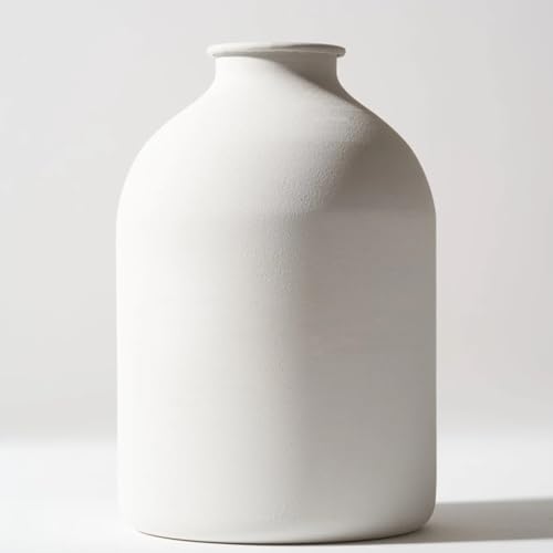 Large White Vase, Big Iron Vase for Long Stem Flowers, Modern Decor - color: White