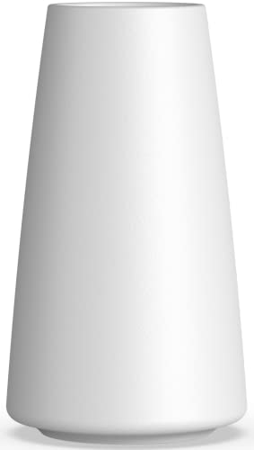 DECORPIA White Ceramic Vase - Modern Flower Vase for Home Decor - Cute Vase for Pampas Grass - Desk Aesthetic Room Decor- Farmhouse Decor - Living Room - Dining Table - Office - Kitchen Shelf - color: White, size: Medium (6 inches)