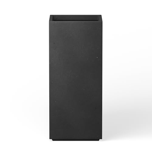 Kante Small Column Square Black Concrete Planter 19.9" H, Outdoor - color: Black, size: 19.9" H