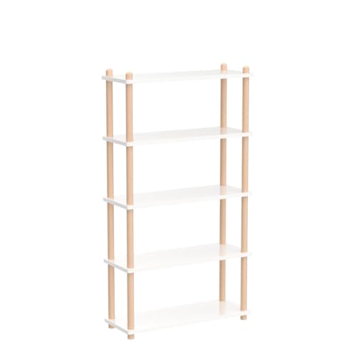 IOTXY 5-Tier Wooden Shelf Bookcase, Freestanding Open Bookshelf, White - color: White, size: 5-Tier
