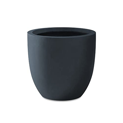 Kante Accent Round Curved Charcoal Concrete Planter 13.3" Dia, Outdoor - color: Charcoal, size: 13.4"d