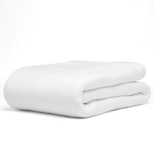 100% Cotton Herringbone Weave Blankets, 66"X90" Twin, Throw Blanket for Bed, All Season Cotton Blanket, Cozy Blanket,Throws & Bed Blanket, Throw Blanket for Couch, Modern Home Decor - White - color: Herringbone -White, size: Twin