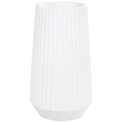 Deco 79 Resin Decorative Vase Large Ribbed Floor Centerpiece Vase, Flower Vase for Home Decoration 18" x 18" x 30", White