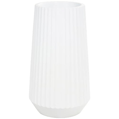 Deco 79 Resin Decorative Vase Large Ribbed Floor Centerpiece Vase, Flower Vase for Home Decoration 18" x 18" x 30", White