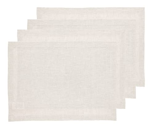 Solino Home 100% 순수 리넨 플레이스 매트 내추럴, 아테나 35.6 x 48.3cm(14 x 19인치), 4개 세트 - color: 01: 라이트 내추럴, size: 14" X 19" (Set of 4)