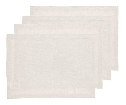 Solino Home 100% 순수 리넨 플레이스 매트 내추럴, 아테나 35.6 x 48.3cm(14 x 19인치), 4개 세트 - color: 01: 라이트 내추럴, size: 14" X 19" (Set of 4)
