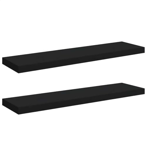 Floating Wall Shelves Set of 2, 35.4L×9.3W×1.5H Matte Black MDF Honeycomb Floating Shelves for Wall, 22 lbs Load Book Shelf for Living Room Bedroom Office - color: Black, size: 9.3 x 35.4 x 1.5 in