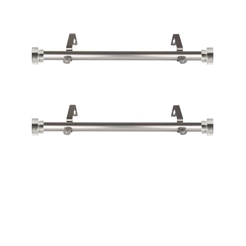 1 inch Side Curtain Rod 12-20 inch (Set of 2) - Satin Nickel - color: Satin Nickel
