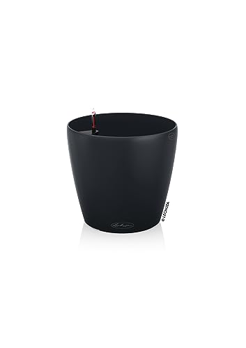 Lechuza Classico Color 21 Slate, Self-Watering Small Round Planter, D8.3 H7.9 in - color: Slate Matte, style: 21