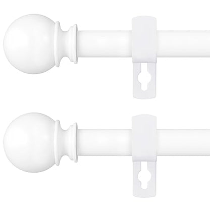 White Curtain Rods for Windows 28-48 Inch,5/8"Adjustable Small Curtain Rod - color: White, size: 28-48"(2 Pack)