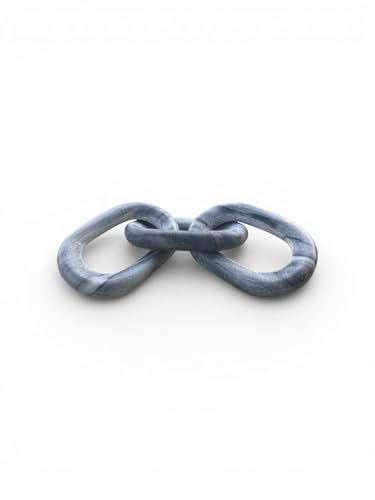 Decorative Marble Chain Link Figurine 3 Links Made in India Oval Shape 13.5" Book Shelf Decor Accents, Marble Decor, Small Bookshelf Decorative Objects, Room Decor (Gray) - color: Gray