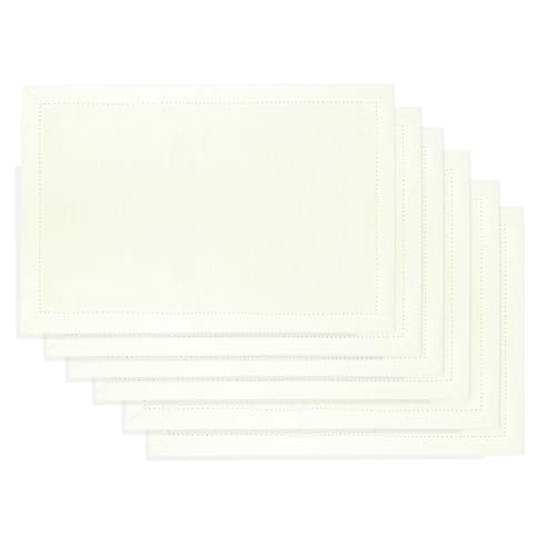 Urban Villa Two Tone Placemat Cotton Tablemat 14x20 (Set of 6) Ivory - color: Ivory, size: 14" x 20"