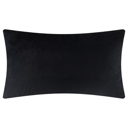 JWH Velvet Pillow Cover, Black, 14x24 Inch - color: Black, size: 24" x 14" (Pack of 1)