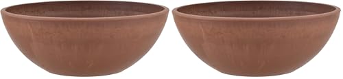 PSW Pot Collection Shallow Bowl Planter, 10-inch | Terra Cotta Color | Pack of 2 | For Succulents & Bonsai - color: Terra Cotta, size: 10 Inch (Pack of 2)