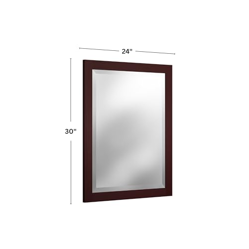 Alaterre Bathroom Vanity Mirror with Beveled Glass, Espresso, 24”x30” - color: Espresso