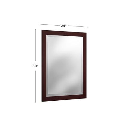Alaterre Bathroom Vanity Mirror with Beveled Glass, Espresso, 24”x30” - color: Espresso