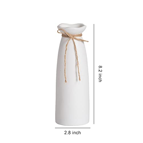White Ceramic Vase-Flower Vase Dried Flower Vase for Modern Home Decor, Fit for Foyer Living Room Fireplace Bedroom Kitchen,Decent Gift, 8.27" H