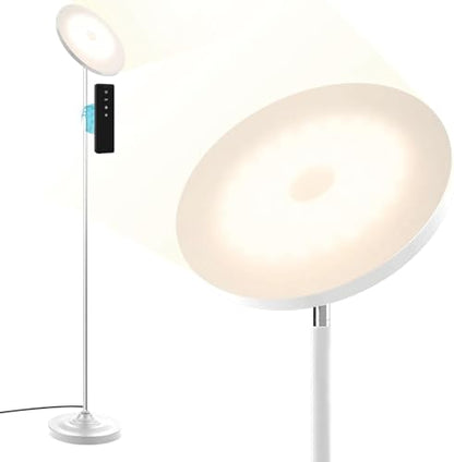 LED Torchiere Floor Lamp with Remote Control, Standing Lamp for Living Room - color: Matte White