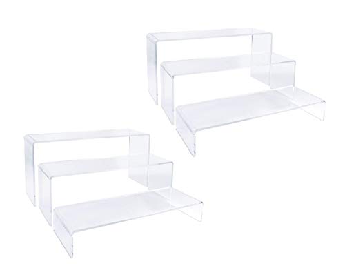2 Sets Clear Acrylic Display Risers-Cupcake Stand for Dessert Buffet Cake Table Decorations–Showcase Shelf for Figures , Jewelry Display Riser Stands shelves Fixtures Case(Rectangle Shape)
